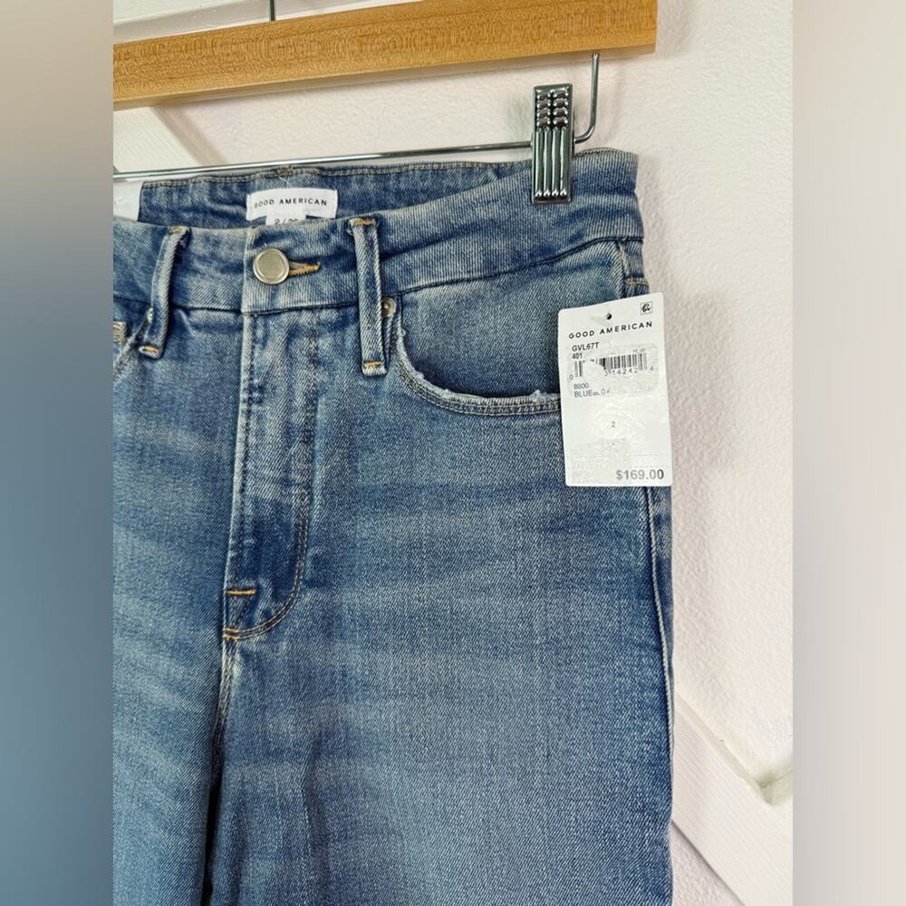 NWT Good American Good Vintage Straight Leg Ankle Jeans in Blue800 Size 2/26 - Picture 3 of 14
